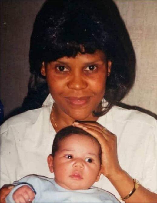 William Saliba as a kid with his late mom.